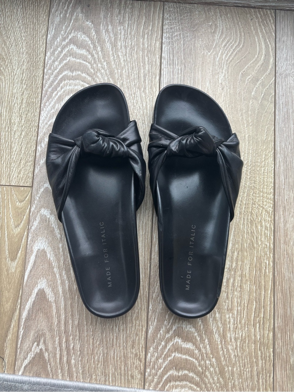 Made For Italic Black Knotted Slide Mules Size EU 39/US 8